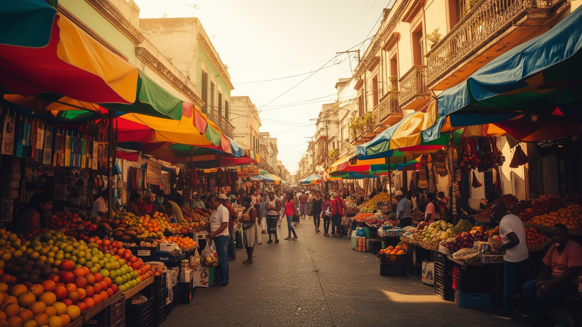 Mercado callejero local de Latinoamérica